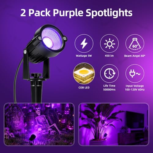 Halloween Orange Purple Spotlights Outdoor Landscape Lighting for Yard - Image 3