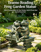 Teaeeno Garden Frog Statue, Weatherproof Reading Frogs Outdoor Sculpture - Image 2
