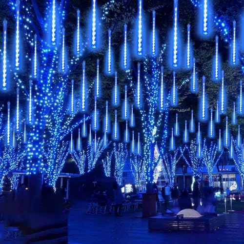 Christmas Lights Outdoor 2 Pack 16 Tubes 384 LED Meteor Shower Lights Blue - Image 3