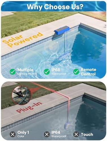 NIORSUN Solar Pool Lights for Above Ground & Inground Pools - IP68 Waterproof 9 RGB Color LED Pool Light with 3.6ft Cord & Remote, Underwater Lights for Pools/Pond Decor - Image 7