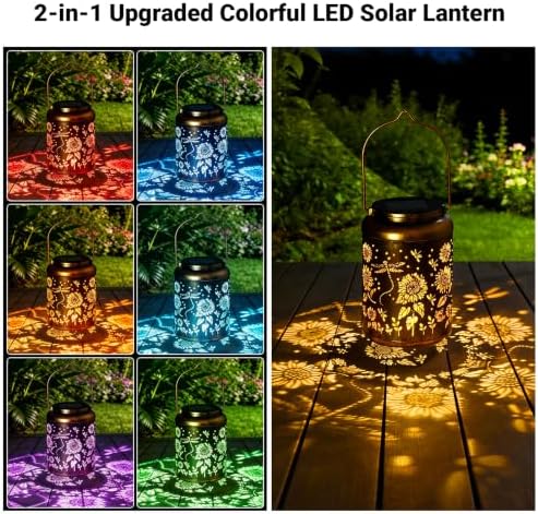 2 Pack Waterproof Dragonfly Solar Lantern Outdoor Hanging Garden Light - Image 3