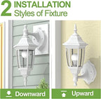 EMART Plastic Outdoor Wall Light Fixtures, Porch Sconces(2 Pack, White) - Image 4