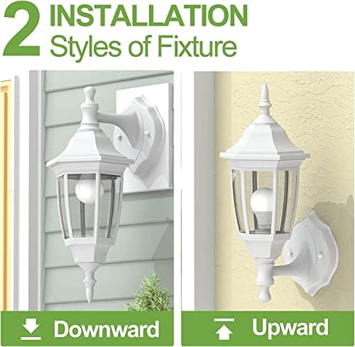 EMART Plastic Outdoor Wall Light Fixtures, Porch Sconces(2 Pack, White) - Image 4