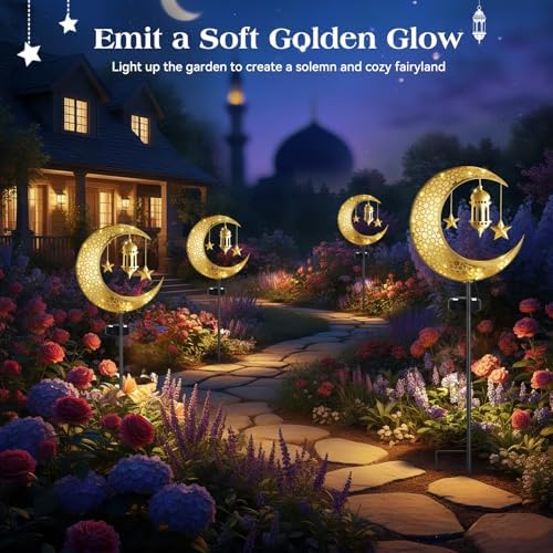 Lewondr 2Pcs Ramadan Solar Lights, Ramadan Decorations Outdoor - Image 3