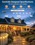 Brightever 150FT Solar String Lights Outdoor Waterproof with Remot, 55+2 Shatterproof ST38 LED Bulbs, Dimmable & 3 Lighting Modes, Warm White Solar Patio Lights for Balcony, Deck, Wedding - Image 2