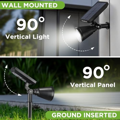 InnoGear 4 Solar Lights Outdoor Spotlight Garden Yard Landscape Flag, White - Image 6
