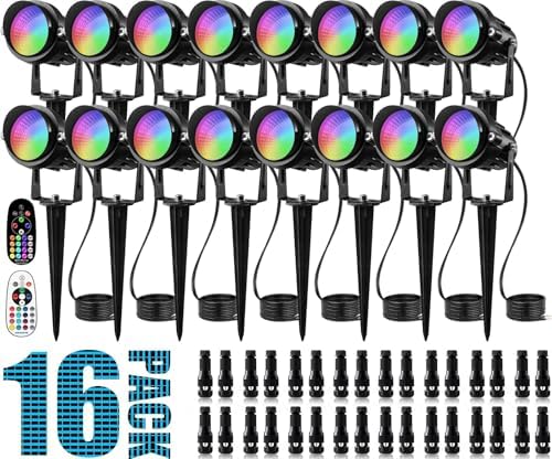 SUNVIE RGBW Halloween Low Voltage Landscape Lights 16 Pack with Connectors by SUNVIE