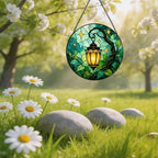 Stained Glass Suncatcher Glowing Lantern Art Window Hanging, Botanical Leaf Garden Decor for Home, Unique Birthday Gift for Mom, Wife, Her, Nature Wall Accents (Mixed,11.8×11.8 in) - Image 4