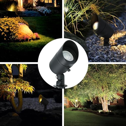 Lumina Lighting® 4W Landscape Lighting 12V Landscape Lights Low Voltage Landscape Spotlights Warm White Waterproof Outdoor Replaceable LED Bulb for Garden, Lawn, Porch, Patio and Yard (Black, 6-Pack) - Image 7