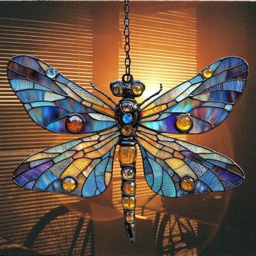 Tiffany Style Dragonfly Acrylic Suncatcher - Image 7