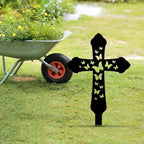 Cross Butterflies Sign,Christian Evergreen Stake,Butterfly Cross Memorial Stake,Loss Of Loved One Stake,In Memory Cross Stakes Plaque Sign for Garden Park Yard Lawn Patio Cemetery Grave. by TiTaicor