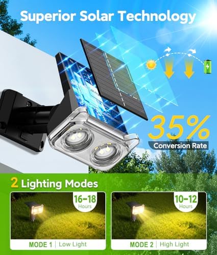 LETMY Solar Lights Outdoor Waterproof IP65, 6 Pack Solar Spot Lights Outdoor with 14 Big LEDs, 2-in-1 Wall Lights & 2 Modes Solar Landscape Spotlights for Pathway Yard Decor Garden Gifts (Warm White) - Image 3