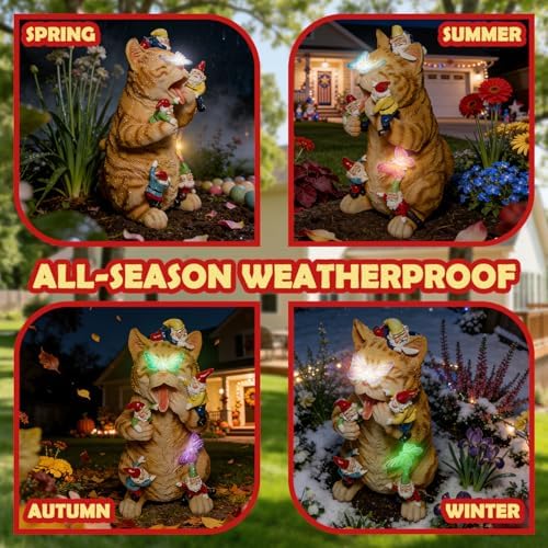 Sunthus Garden Gnome Cat Yard Art Resin Statue Décor - Image 6