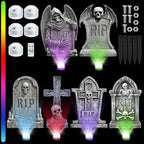 Aurelema 6 Pcs 17" Metal Halloween Tombstones with Light Decoration by Aurelema