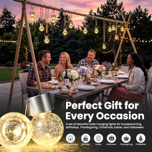 SOLPEX Hanging Solar Lights for Outside Garden Solar Hanging Lanterns 12 Pc - Image 7