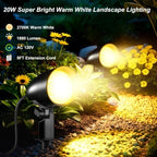 20W Outdoor Spotlight,IP66 Landscape Lighting for Yard, 2 Pack - Image 2