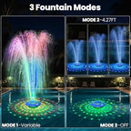 Floating Pool Fountain with Lights Show, 9 Pool Light Modes and 3 Fountain Modes with Remote for Inground Above Ground Pool, Upgraded Rechargeable Pool Fountains with Anchor-1 PC - Image 3