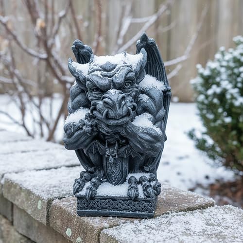 Relaxdays Gargoyle Gothic Figurine, H x W x D: 42 x 28 x 28 cm, Polyresin, UV-Resistant, Weatherproof Garden Decoration, Grey - Image 3