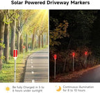 Joyibay 5-Pack Solar Powered Driveway Markers, Solar Warning Lights, Solar Outdoor Driveway Lights, Driveway Reflectors on Poles for Snow Road Yard(Red) - Image 2