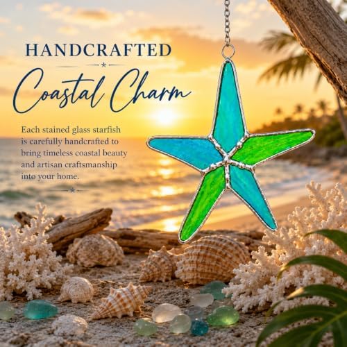 Stained Glass Peacock Starfish Suncatcher Set of 5, Coastal Home Decor - Image 7
