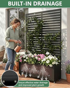 2PCS Metal Planter Box with Trellis,70.9"x47.2"x15.7" Raised Garden Bed with Drainage Holes, Privacy Planters for Outdoor, Garden Bed for Climbing Plants,Vegetables,and Vines, Black-louvered - Image 6