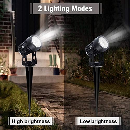 APONUO Solar Spotlights Landscape Lights Low Voltage Outdoor Solar Spotlight IP65 Waterproof 9.8ft Cable Auto On/Off with 4 Cool White for Outdoor Garden Yard Landscape Downlight (4-in-1) - Image 3