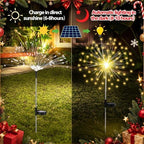 Tujoe 4 Pcs Pentagram Solar Firework Lights Decorations Garden Pathway Solar Power Light Stake Waterproof with 90 LED 8 Modes Star Firework Lights Decoration for Outside Decor, Warm White - Image 4