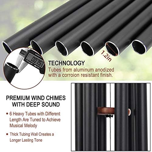 Memorial Wind Chimes 44 inch Black Deep Tone Sympathy Gift Patio Porch Home - Image 2