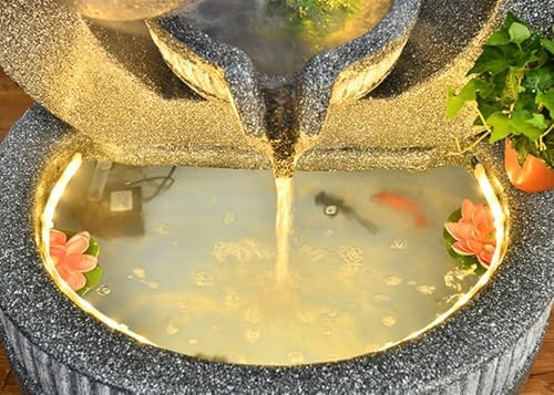 Tiered Ring Water Fountain with Planter and LED Lights – Indoor/Outdoor Decorative Waterfall for Home, Garden, or Patio(Large) - Image 6