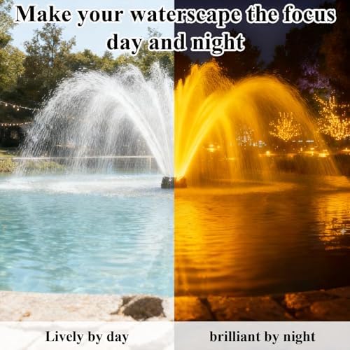 Pond Fountain Aerator with Lights, 1 HP with Dynamic RGB Lighting, Adjustable Modes, Digital Timer, for Large Ponds, Lakes & Outdoor Water Features, 15,000 GPH, 750W 110V, 100FT Cord - Image 3