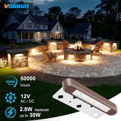 VOLISUN 7 Inch Retaining Wall Lights, 2700K Hardscape Lighting, 12 Pack - Image 3