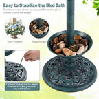 GIANTEX Bird Bath for Outside, 30 inch Solar Lighted Bird Bath and Feeder with Flower Planter, Lotus Leaf Water Bowl, 3 Stakes, Vintage Birdbath Outdoor Decoration for Garden Yard Lawn Patio (Green) - Image 4