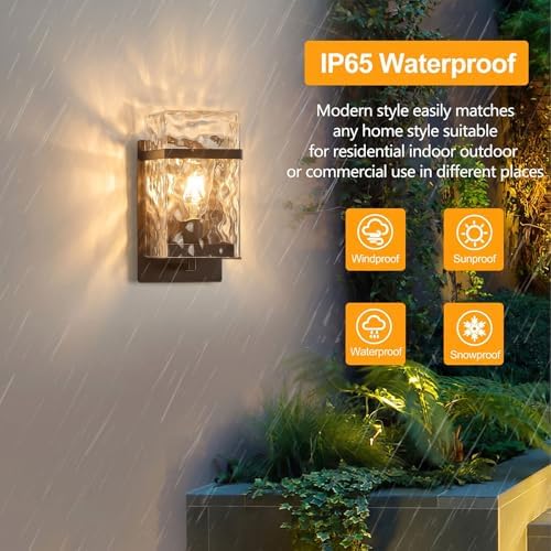 Outdoor Wall Sconce,Brown Waterproof Exterior Lighting Fixtures - Image 6