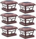 SIEDiNLAR Solar Post Cap Lights Outdoor 2 Modes, 6 Pack, Brown, Warm/White by Siedinlar