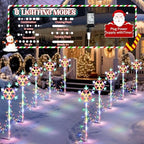 10 Pcs Christmas Snowflake Pathway Stake Lights for Outdoor Yard, 370 Bright LEDs Waterproof Large Christmas Snowflake Light Decoration for Garden Lawn Driveway Walkway Decor(Colorful) - Image 3