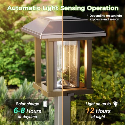 XMCOSY+ 4-Pack Solar Pathway Lights Outdoor, 25 Lumens Solar Garden Lights - Image 3