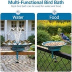 12.6" Solar Bird Bath for Deck Railing, Detachable Metal Bird Bath Bowl - Image 4