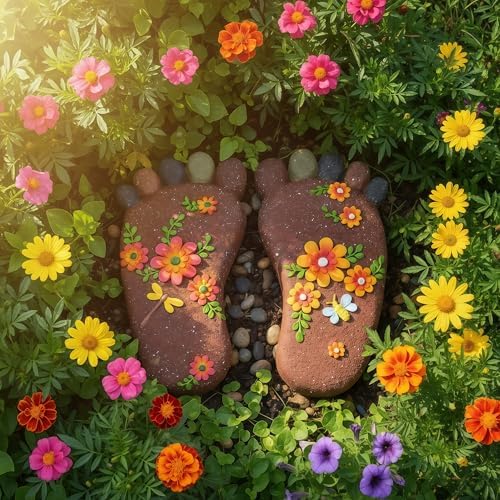 Outdoor Anti Slip Stepping Stones Set, DIY Footprint Shaped Paving Stones - Image 2