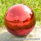 Gazing Ball Garden Mirror Outdoor - 12 Inch Outside Decorative Globe, Red - Image 4