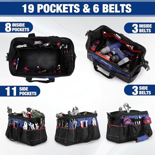 WORKPRO 16-inch Wide Mouth Tool Bag with Water-Proof Molded Base - Image 4