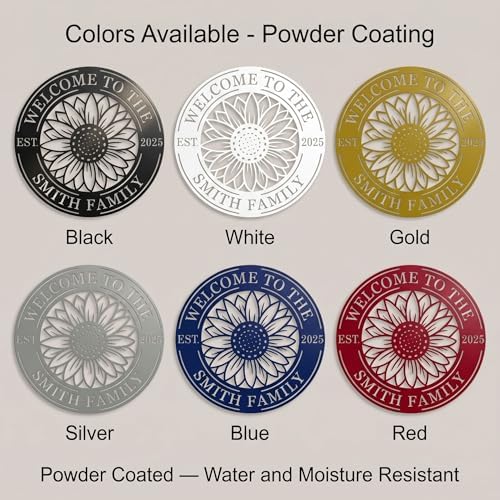 Personalized Sunflower Metal Welcome Sign - Custom Family Last Name Round Wall Decor -Custom Metal Wall Art - Housewarming Gift，Outdoor Garden Floral Front Door Plaque - Image 6
