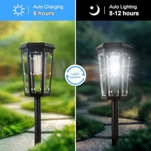 8 Pack Cool White Solar Pathway Lights Outdoor Garden for Yard Path - Image 5