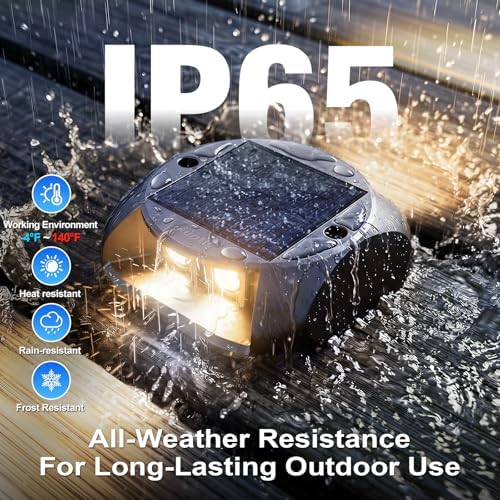 Quntis Solar Driveway Lights Outdoor Waterproof, Warm White 12 Pack - Image 6