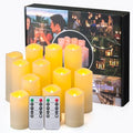12-Pack Flameless LED Candles with Remote & Timer, 4 Sizes (3.9" to 6.9"), Waterproof Outdoor Pillar Candles, Realistic Flame & Steady Light Modes for Wedding, Patio, Party by Unknown