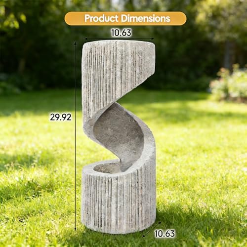Outdoor Water Fountain with LED Lights - Resin Spiral Water Feature,29.9 Inch Modern Garden Decor for Patio, Yard & Lawn - Image 2