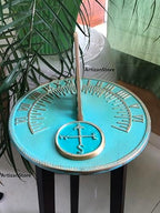 Sundial Verdigris Finish Brass 10" Dia Vintage Garden Decor Silent Clock Plaque and Rooster Dial Round Patio Outdoor Sundials - Image 6