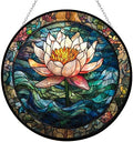 9.84 Inch Heavenly Water Lily Suncatcher Stained Glass Window Hangings Sun Catchers Colorful Ornament Gifts for Women Mom Wife Christmas Halloween Housewarming by Unknown