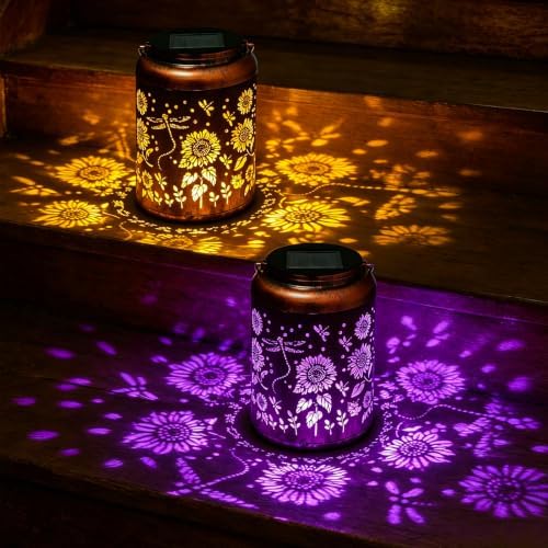 2 Pack Waterproof Dragonfly Solar Lantern Outdoor Hanging Garden Light by Unknown