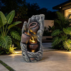 18.7" Resin Cascading Water Fountain Outdoor Indoor with LED Lights - Image 3