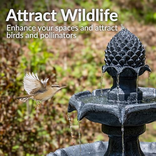 Sunnydaze 46" 2-Tier Solar Water Fountain, Pineapple Top, Black - Image 5